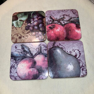 Carpentree Fruit Themed Coasters One Size Purple Brown